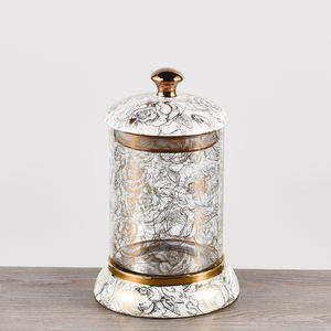 Tinh Tế Nhà Bếp Tiện Ích Lưu Trữ Thực Phẩm Cookie Container Trang Trí Gốm Kẹo Jar Hàng Gia Dụng Glass Chum Với Decal Vàng - Product Image 4