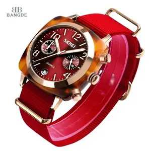 2019 Skmei Fashion Stopwatch Dazzling Luminous Pointer Quartz Wristwatch Nylon Watch for Men Lady
