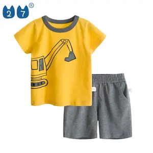 廉价中国批发服装服装 3 颜色男孩 t恤套装儿童服装