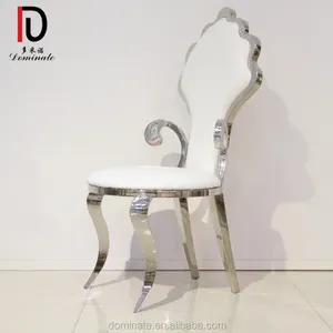 Muebles de hotel Silla de comedor barroca moderna de cuero PU blanco, silla de estilo barroco