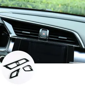3pcs For Honda Civic ABS Carbon Fiber Style Side & Centre Air Vent Outlet Cover 16-17