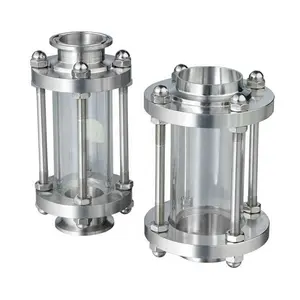 304/316 Roestvrijstalen Frame Rechte Ronde Zicht Glazen Tank Buisvormig Zicht Glas Tri Clamp Inline Vizier Glas