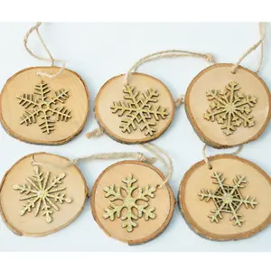 Hanging christmas decoration ornaments wooden snowflake hanging