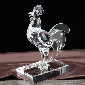 Shining new arrival <strong>crystal</strong> glass chinese zodiac <strong>rooster</strong> <strong>figurines</strong> award with stand chinese zodiac Gift Box - Product Image 1