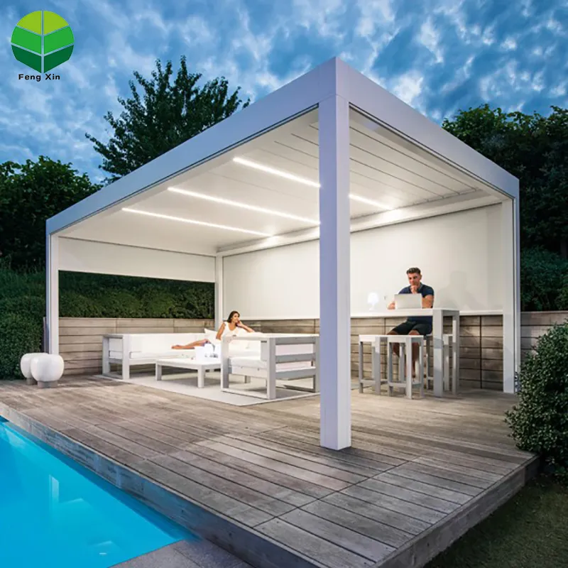 Fengxin Hoge Kwaliteit Terras Dak Aluminium Slat Aluminium Pergola Fabrikant Pergola Terras