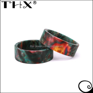 Bague d'anniversaire de mariage en bois Staypak, couleur personnalisable disponible : vert et rouge <span class=keywords><strong>feu</strong></span>, bague en bois uni - Product Image 2
