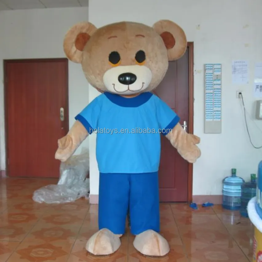 T-shirt azul adulto fantasia de urso/trajes da mascote personalizado