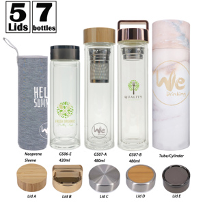 GS07 — <span class=keywords><strong>infuseur</strong></span> en <span class=keywords><strong>verre</strong></span> borosilicate avec couvercle en bambou, 480ML, 100% sans BPA, <span class=keywords><strong>bouteille</strong></span> à thé à Double paroi - Product Image 2