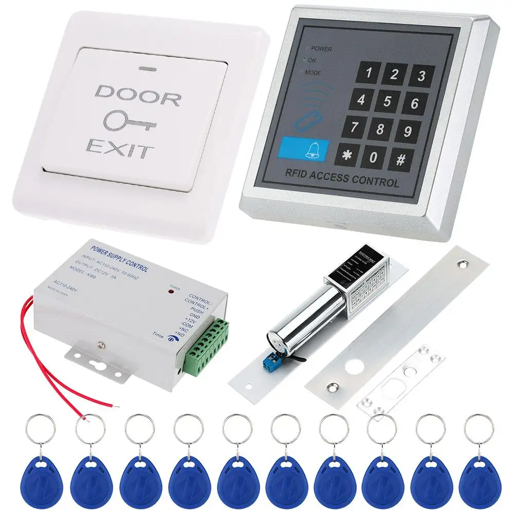 Full RFID Door Access Control System Kit Set Electric Magnetic Lock + Access Control Power Supply + Proximity Door Entry keypad