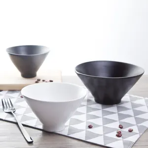 Kualitas tinggi keramik hitam Matte Tapered batu mangkuk kecil untuk melayani sup Bouillon Salad