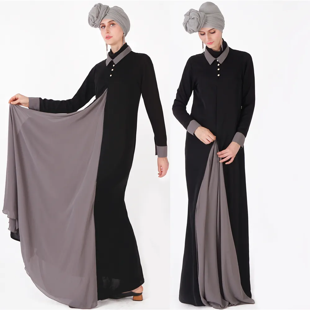Abaya de crepé de alta calidad, antiarrugas, transpirable, 100% poliéster, maxi vestido islámico moderno musulmán