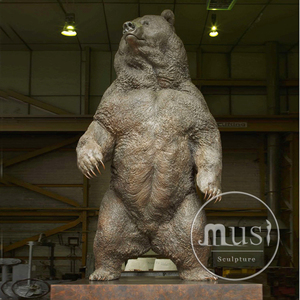 Quảng Trường Ngoài Trời Thiết Kế Khổng Lồ Kích Thước Lớn Bằng Đồng Đứng Grizzlies Điêu Khắc Gấu Nâu - Product Image 1