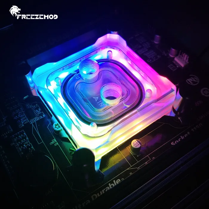 CPU waterkoeling blok regenboog licht diffuus licht effect heatsink cpu. AMD-PK5E