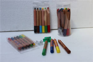 Vente d'usine promotionnelle crayon de cire multicolore imprimé personnalisé motif hexagonal rond boisé avec logo papier matériel - Product Image 2