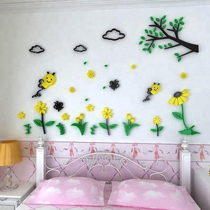 Adesivo Murale per Bambini a Forma di Piccola Ape Cartoon, Cancellabile, in Acrilico 3D, Impermeabile, Ecologico, Durevole, Stampato UV, Fustellato con Verniciatura Opaca - Product Image 3