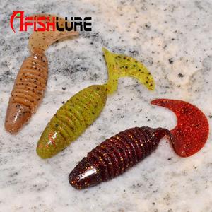 Afishlure leurre queue enroulée 65mm 3g 6pcs a bag AR40 Soft Plastic Lure easy shiner Fishing Lure Soft Worm Grub Bait