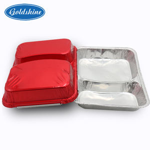 Hai <span class=keywords><strong>compartmental</strong></span> oblong takeaway lá nhôm vuông container - Product Image 1