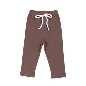 Ropa Infantil al por Mayor, Conjunto <span class=keywords><strong>de</strong></span> Manga Larga con Diseño Simple, Top y Pantalones Largos con Vendaje, Algodón Waffle, Traje para Bebé - Product Image 4