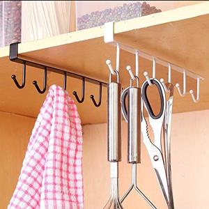1pcs Modern <strong>Metal</strong> Under Shelf <strong>Cup</strong> Hanger Drying Rack with 6 Hooks <strong>Tea</strong> <strong>Cup</strong> Towel <strong>Holder</strong> for Kitchen Storage Tool Organization - Product Image 5