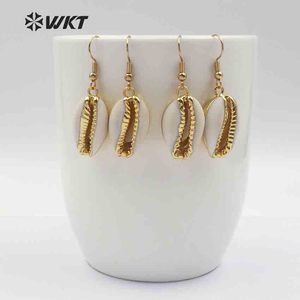 WT-E163 All'ingrosso Genuino piccolo ciprea <span class=keywords><strong>orecchini</strong></span> con 24 k placcato <span class=keywords><strong>oro</strong></span> reale, moda bella calda ciprea <span class=keywords><strong>orecchini</strong></span> - Product Image 4