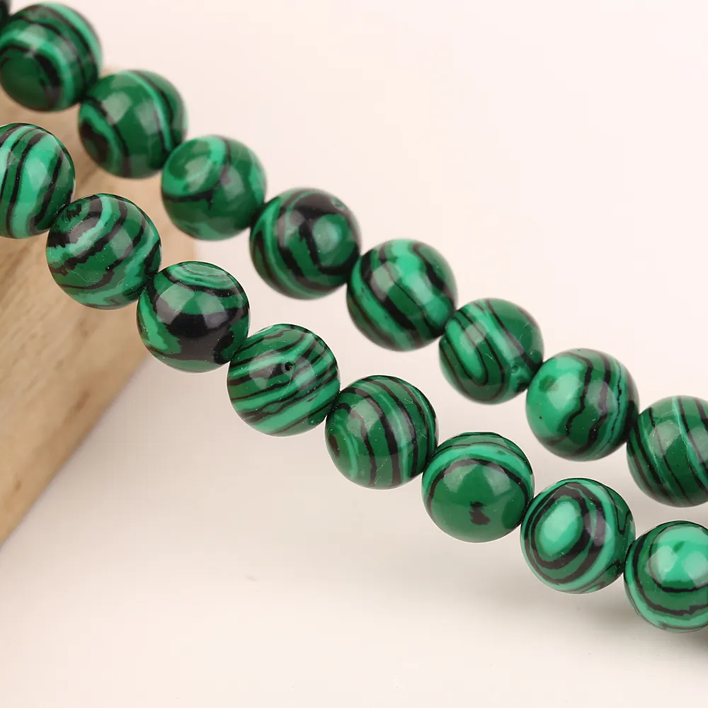 China Suppliers Loose Gemstone Beads Malachite Green Semi Rrecious Stone For Wholesale