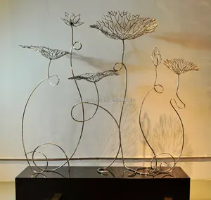 Stainless steel wire flower art decor, metal wire craft art