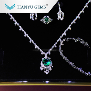 Tianyu-Colgante de oro blanco con gemas personalizadas, esmeralda de Colombia y moissanita, lujoso collar de compromiso - Product Image 6