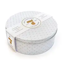 Makanan Dicetak Kaleng Bulat Besar Kue Biskuit Hadiah Kue Logam Timah Kotak Penyimpanan Piring Besar Kemasan Kustom dengan Tutup