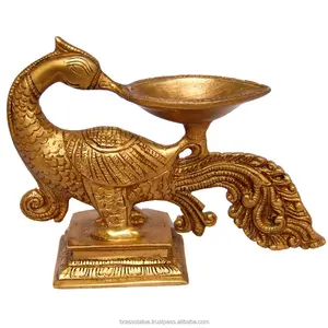 금속 황동 동상 조류 오일 램프 인도 그림
