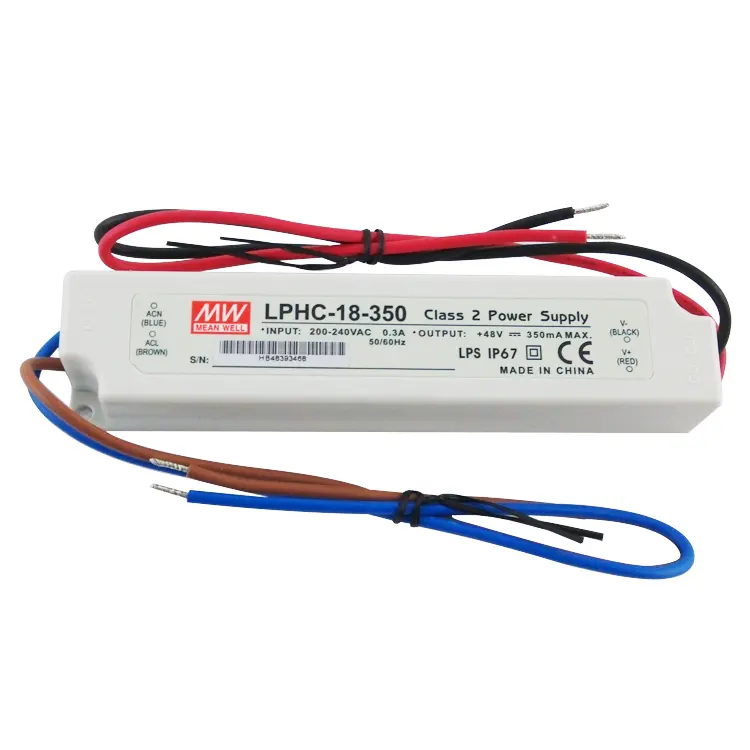 Meanwell LPHC-18-350กันน้ำ SMPS 350mA AC 48V DC ไฟ LED 18V ไดร์เวอร์สำหรับ LED Lihghting