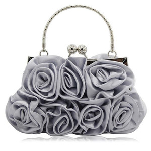 Di lusso <span class=keywords><strong>elegante</strong></span> raso bianco rosa fiori da sposa borse da sera da sposa matrimonio bianco <span class=keywords><strong>pochette</strong></span> da <span class=keywords><strong>donna</strong></span> - Product Image 3