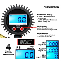 Portable Digital Tire Pressure Monitor Inflator Plastic Pistol Grip LCD Display Multi-Unit Pressure Gauge Regulator Auto