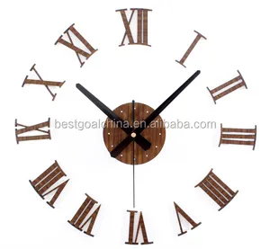 Home Decoration DIY vintage wooden wall clock roman numerals retro vinyl sticker for hanging watch