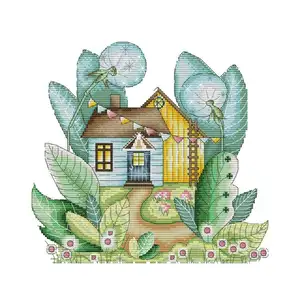 Printing Cross Stitch Set Cross Stitch for Beginners NKF Magic Cabin - Summer Cartoon Dreamy Hut Pattern 3d Textile & Fabric