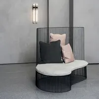 Tinggi Kembali Bingkai Stainless Steel Lounge Sofa Hitam & Putih Fashional Desain Nordic Gaya Modern Dekorasi Rumah