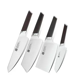 4 Pcs High Quality German Stainless Steel Kitchen Knife Set Ebony Wood Caterers & Canteens,restaurants 56-58 HRC XINZUO Group