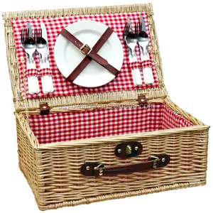 Willow Folding Picnic Basket Natural Sports Europe Wicker Holiday Decoration & Gift Wholesale Price Picnic Basket Set Willow