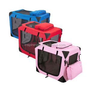 3 pintu portabel lipat anjing peti lembut bingkai baja kuat perjalanan kesehatan dilipat anjing kucing peliharaan peti dengan tikar jala - Product Image 5