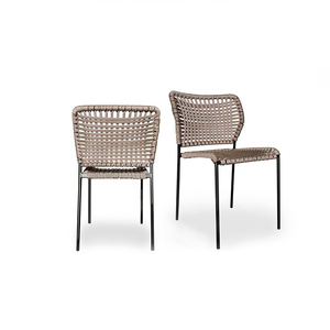 Chaise d'extérieur de Patio en corde d'aluminium tissée, meuble pour la salle à manger, chaise de jardin française, noir - Product Image 3