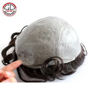 Top Quality Bleached Knots 100% Human Hair Mens Toupee