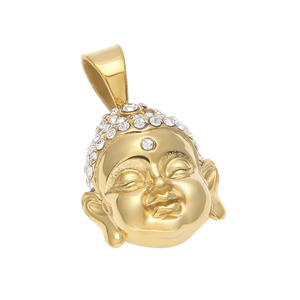 Nuevo tipo de acero inoxidable de los hombres collar dorado colgante de Buda de jade COLLAR COLGANTE de diamantes de imitación colgante inicial collar - Product Image 5