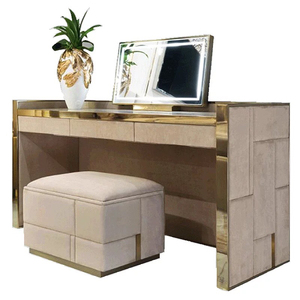 ชุดห้องนอนหรูหราอิตาลีขนาดคิงไซส์โมเดิร์นอิตาลีสแตนเลสเตียงคู่ออกแบบชุดเฟอร์นิเจอร์หนังหรูหราบ้าน - Product Image 5