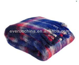 50cc73 100% cepillado <span class=keywords><strong>de</strong></span> <span class=keywords><strong>lana</strong></span> azul <span class=keywords><strong>plaid</strong></span> manta con flecos - Product Image 1