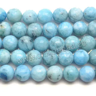 Cuentas de hemimorfita naturales, piedras semipreciosas azul claro de 10mm