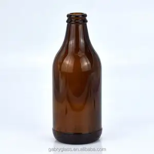 Großhandel leere 300ml Glas Bernstein Bierflasche mit Kronkorken
