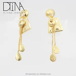 Brincos de pendurar 18k, joias de design de moda, cor dourada