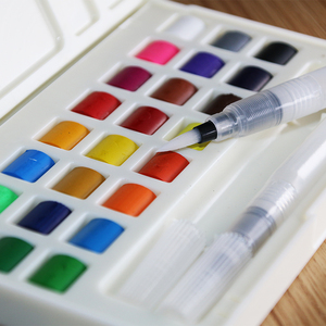 Juego de 24 pinturas de acuarela de colores sólidos con pincel de regalo - Product Image 4
