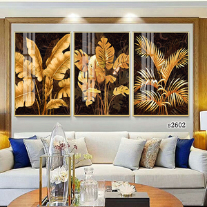Nghệ Thuật Hiện Đại Gallery tường trang trí nội thất Acrylic vải vàng trừu tượng lá bức tranh kỹ thuật số in tường nghệ thuật - Product Image 2