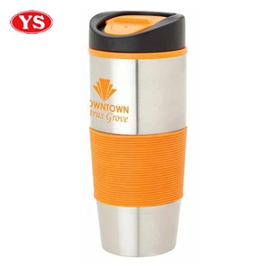 Ecológico Best Seller personalizado 16oz. Tazas de viaje de café de doble pared aisladas con banda <span class=keywords><strong>TPR</strong></span> - Product Image 1