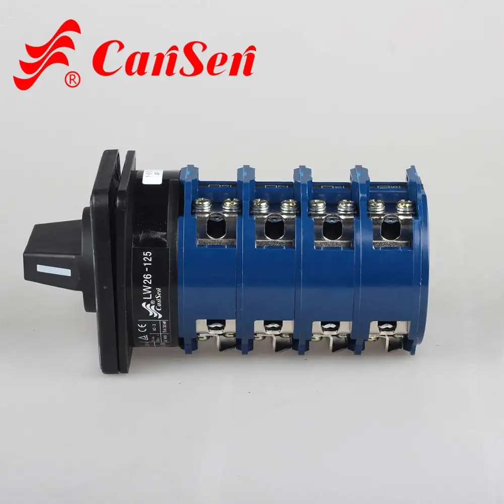 Cansen-Interruptor de LW26-125 de 1-0-2 4 polos, interruptor de cambio de cámara rotativa, control de motor eléctrico, máquina de soldadura, máquina de prueba
